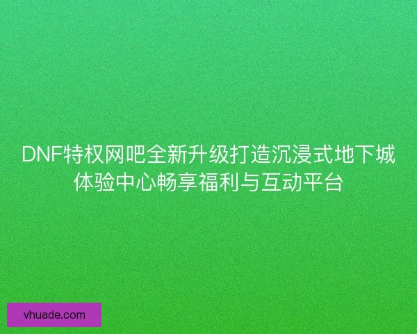 DNF特权网吧全新升级打造沉浸式地下城体验中心畅享福利与互动平台