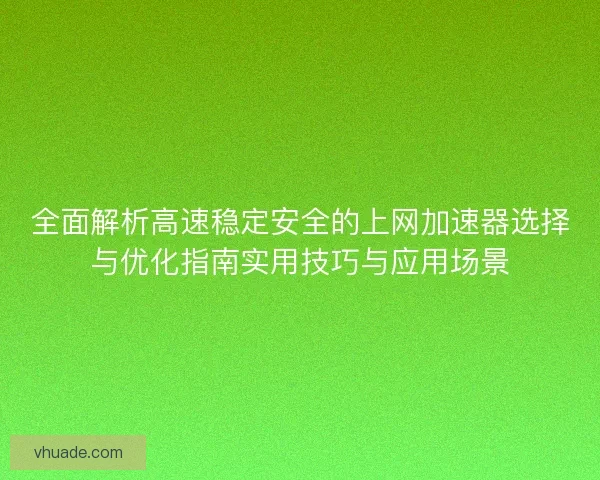 全面解析高速稳定安全的上网加速器选择与优化指南实用技巧与应用场景
